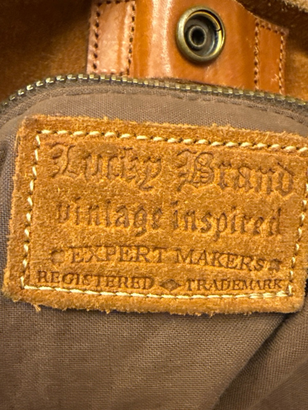 Lucky Brand Tan Suede Shoulder Bag with Leather Trim - Picture 3 of 8